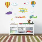 Jm6607 Wall Sticker For Kids Room Home Decoration Wall Decor Air Balloon Plane - Image 2