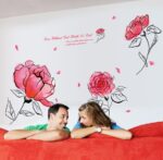 Wall Decal Pink Rose Lily Daisy Magnolia Flower Romantic Vinyl Sticker for Bedroom Living Room (Romantic pink flower) size 50x70 ay7234 - Image 3