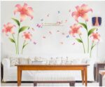 Wall Stickers Lily Pink Red Tulip Floral Flower Home Decor Lobby All Room Decal Removable  size 60x90 ay9274 - Image 4