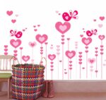 Love Pink Bird Wall Stickers AY9116 Aesthetic Children's Bedroom Wall Stickers - Image 5