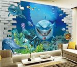 AY9262 Three Dimensional Seaworld Wall Sticker Creative Shark Stickers Removable Room Wall Decoration Sticker - Image 6