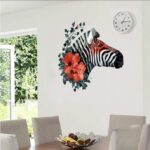 * Self Adhesive Wall Sticker Decorative DIY Decal Black Zebra Red Flower 3D Art Wall Stickers Bedroom Dining Living Room Wallpaper size 50x60 - Image 2