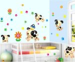 Happy Dogs and Flowers Leaves Wall Decal Home Sticker Ay7036 - Image 5