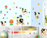 Lovable Dogs Movable Wall Stickers PVC Transparent Film Baby Room Decorative Cute Cartoon Wall Stickers In Home Decoration size 50x70  xy8069 - Image 4