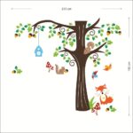 Nursery Wall Stickers Acorn Tree and Woodland Animals Squirrel, Fox and Birds, Rmovable and Repositionable for Kids Bedroom Walls size  180x270 zy1204ab - Image 3