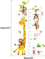 Kids Giraffe Growth Chart Wall Sticker Height Chart Kids Wall Ruler Roll Up Height Chart Portable For Bedroom Nursery Decoration size 50x70 sk7196 - Image 3