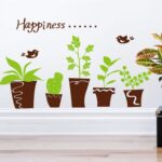 Green Plant Potted DIY Wall Stickers Baseboard Modern Art Murals Door and Window Decoration Decals size 50x70 xh5152c - Image 2