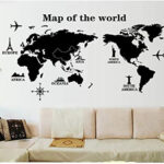 DM570182 Map of the World Living Room Bedroom Background Decorative Painted PVC Wall Sticker