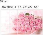 BIBITIME Pink Rose Kitchen Oil Proof Wall Stickers 17.72 inches x 27.56 inches Roses Flower - Image 8