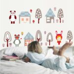 Ay7016 HEUREKA Piccola Forest Rabbit Bear Panda Tree House Kids Self Adhesive Home Décor WallSticker - Image 2