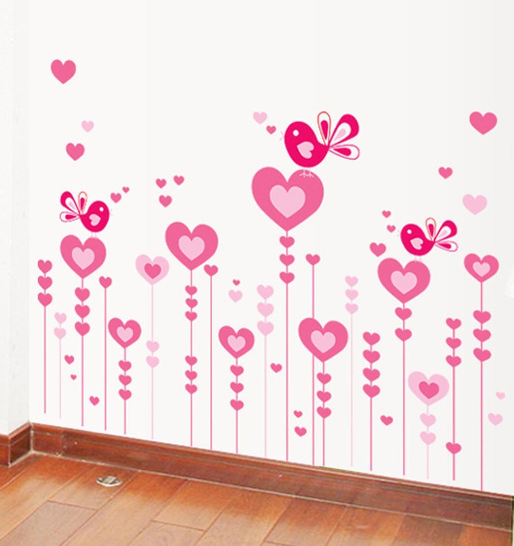 61VnHT0lf_L._SL1111_cd567cfe-fc00-4a51-a414-01630978647e Love Pink Bird Wall Stickers AY9116 Aesthetic Children's Bedroom Wall Stickers - Image 1