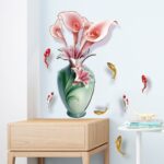 JAAMSO ROYALS Green Vase Witn Pink Flower Wall Stickers for Living Room Flowers, Floral Wall Stickers, Flower Sticker, Nature Wall Stickers, Garden Stickers for Walls of Home size 50x70 sk6135 - Image 2