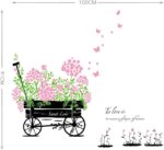 DM570049 Gardens Theme Adhesive Rooms Walls Vinyl DIY Stickers / Murals / Decals / Tattoos / Transfers With Wheelbarrow And Pink Flowers By VAGA - Image 2