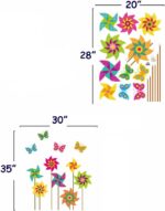 DNVEN 30 inches x 35 inches Windmill Butterflies Removable PVC Flowers Wall Decals Stickers Decor for Girls Rooms Bedroom Nursery size 50x70 jm8326 - Image 4
