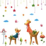 Sticker mural rêve couple cerf classe maternelle dessin animé canapé fond mur chambre des enfants size 50x70 xls7191 - Image 5