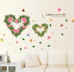 Ays6014 BIBITIME 2 Romantic Flower Hearts Meet "Love at First Sight" Valentines Day Vinyl Quotes Butterfly Lovers Wall Decals Sticker - Image 3