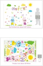 [Fundecor] cartoon love rabbit butterfly wall birds chicks flower wall stickers for kids rooms bathroom decor wall decals poster - Image 5