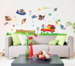 BIBITIME Bus Sheep Cat Animal Space Travel Wall Decal Rainbow Monkey Bear Airplane Rocket UFO Vinyl Sticker for Nursery Bedroom Kids Room Decor Art Mural DIY PVC Decorations size 60x90 ay873 - Image 2