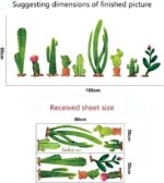 Xh9312 Green Cactus Potted Plant Wall Decal, Nature Tropical Leaf Wall Sticker for Kids, DILIBRA Removable DIY Art Murals Wall Decor for Bedroom Living Room Nursery Bathroom Home Decoration - Image 2