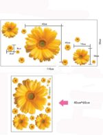 Daisy Flowers Wall Stickers Sunflower Wall Decals Yellow Red Pink Daisy Sunflower Wall Stickers Peel and Stick Removable Stickers for Nursery Kids Room Living Room (Yellow(2pcs)) size 45x60 ay6015c - Image 5