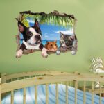 Sk7150 Chinese Sticker Cute Cartoon Animal 3D Wall Stickers for Boys and Girls Bedroom, Creative Cat, Dog and Hamster Background Wall Decoration, Self-Adhesive Mural Stickers - Image 2