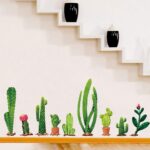 Xh9312 Green Cactus Potted Plant Wall Decal, Nature Tropical Leaf Wall Sticker for Kids, DILIBRA Removable DIY Art Murals Wall Decor for Bedroom Living Room Nursery Bathroom Home Decoration - Image 6