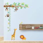 Lependor Little Monkeys Tree and Animals Height Chart Kids Wall Decals Wall Stickers Peel and Stick Removable Wall Stickers for Kids Nursery Bedroom Living... - Image 4