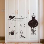 Wallpark Beautiful Black Dress Hat Bag High-Heeled Shoes Store Glass Showcase Removable Wall Sticker Decal, Living Room Bedroom Home Decoration Adhesive DIY Art Wall Mural size 50x70 xh0632c - Image 3