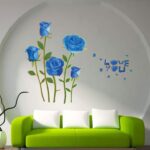Sk6008 Blue Rose Flower Wall Stickers with Phnom Penh, Vinyl Waterproof Flower Wall Decals for Living Room, Bedroom, Office - Image 5