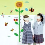Measuring Ruler for Hanging on the Wall, Height Chart for Children, Sunflower, Measuring Chart for Children's Size Growth, Wall Art Stickers for Children's Room, Nursery Background, Removable size 50x70 sk7059 - Image 2