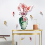 JAAMSO ROYALS Green Vase Witn Pink Flower Wall Stickers for Living Room Flowers, Floral Wall Stickers, Flower Sticker, Nature Wall Stickers, Garden Stickers for Walls of Home size 50x70 sk6135 - Image 4