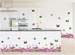 XY8068 Unique vinyl wall stickers for rooms, murals, decals, tattoos, transfers for skirting boards with delicate butterflies and purple flowers designs by VAGA - Image 6