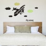 Wall Park Black Retro Aeroplane Removable Wall Stickers Ay6034 - Image 3