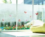 AY7186 Tattoo Green Grass Meadow Wall Sticker DIY Colourful Flowers & Butterflies Mural for Children's Room Living Room Bedroom Baseboard Hallway Wardrobe - Image 2