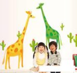 Ay7035 Colourful Green Yellow Giraffe Friends Cartoon Kids Self Adhesive Home Décor Wall Sticker - Image 3
