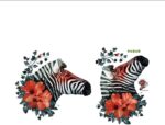 * Self Adhesive Wall Sticker Decorative DIY Decal Black Zebra Red Flower 3D Art Wall Stickers Bedroom Dining Living Room Wallpaper size 50x60 - Image 4