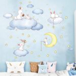 Rabbit sitting on clouds wall decal am9168 - Image 3