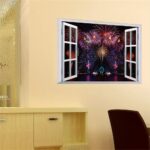 Sk7019 s Wall Stickers Watching Firework Through The Window Wall Decals Living Room Bedroom Wall Poster Mural - Image 6