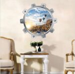 Mrhxly Submarine Porthole View 3D Wall Sticker Underwater Sea Animals Wallpaper Poster Shark Jelly Fish Ocean Landscape Wall Graphic - Image 2