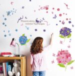 Xl7201 Wall Stickers Hydrangea Butterfly Flower Home Decor PVC Murals Wallpaper Home Art Living Room Adult Seniors Teenagers Kids Baby Bedroom Decoration - Image 4