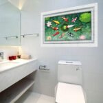 Home Find Fake Fishpond Decals High Definition Lotus Flowers Koi Fish Carps Wall Stickers Vinyl Murals for Bathroom Washroom Arts Peel and Stick Waterproof Floor Decoration 35 inches x 23 inches - Image 4