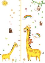 Growth Record Height Chart for Kids Children Growth Chart Wall Stickers Wall Stickers for Boys Girls Bedroom Nursery Wall Decor Cute Cartoon/Giraffe - Image 3