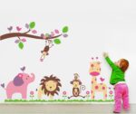 Walplus Wall Stickers Nursery "Huge Elephant Animal Lion Giraffe Monkey" Mural Vinyl Home Decoration DIY Décor Wallpaper Children Kids Room Gift, Multi-Colour - Image 2