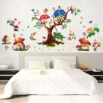Xh9272Fairy Garden Wall Stickers Tree Mushroom House Wall Decals Mural for Girls Bedroom Nursery Living Room - Image 3