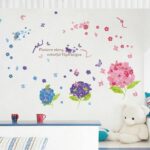 Xl7201 Wall Stickers Hydrangea Butterfly Flower Home Decor PVC Murals Wallpaper Home Art Living Room Adult Seniors Teenagers Kids Baby Bedroom Decoration - Image 3
