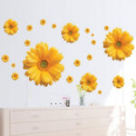 Daisy Flowers Wall Stickers Sunflower Wall Decals Yellow Red Pink Daisy Sunflower Wall Stickers Peel and Stick Removable Stickers for Nursery Kids Room Living Room (Yellow(2pcs)) size 45x60 ay6015c