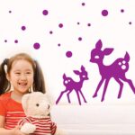 BIBITIME Mom Baby Purple Sika Deer Wall Sticker Polk Dot Decals for Nursery Children Kids Room Decor Study Bedroom Vinyl Art Mural Stickers size 50x70 xh6030 - Image 2