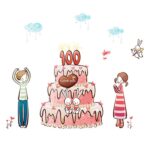 Cake Boy Girl Print Self-adhesive Wall Sticker Decal Wallpaper 70x50cm