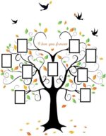 Family Tree Wall Decal - 9 Large Photo Picture Sticker Frames - Peel and Stick Wall Decal – Tree Branches Decoration |Multiple Colors| Large - Image 2