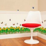 XY8081 fashionbeautybuy Baby Boy's Butterflies Flowers Railing Skirting Line Wall Sticker Paper Home Decal One Size Multi - Image 4